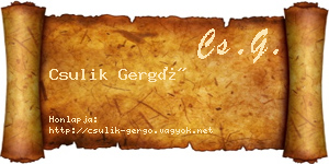 Csulik Gergő névjegykártya